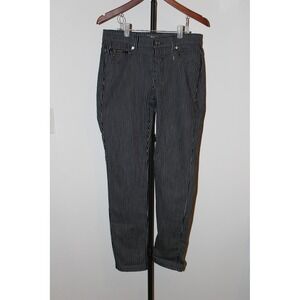 MAC Rich Jeans Slim Pinstripe Womens Black White Striped Slim Fit‎ Denim US 8